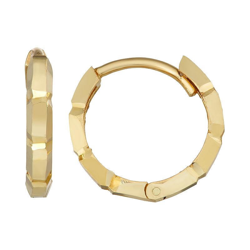 Forever 14K Beveled Hoop Earrings, Womens, Yellow