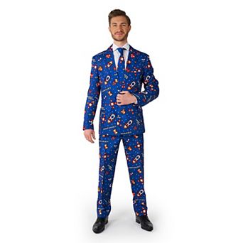 Men's Suitmeister Slim-Fit Novelty Pattern Suit & Tie Set