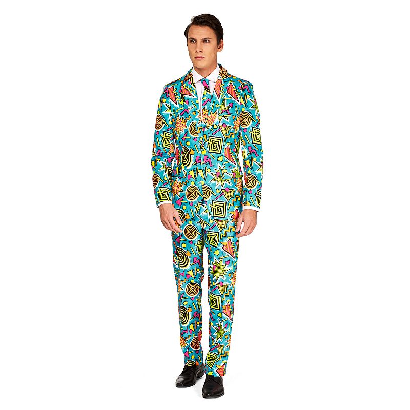 Mens Suitmeister Slim-Fit Novelty Pattern Suit & Tie Set, Size: Small, Thr