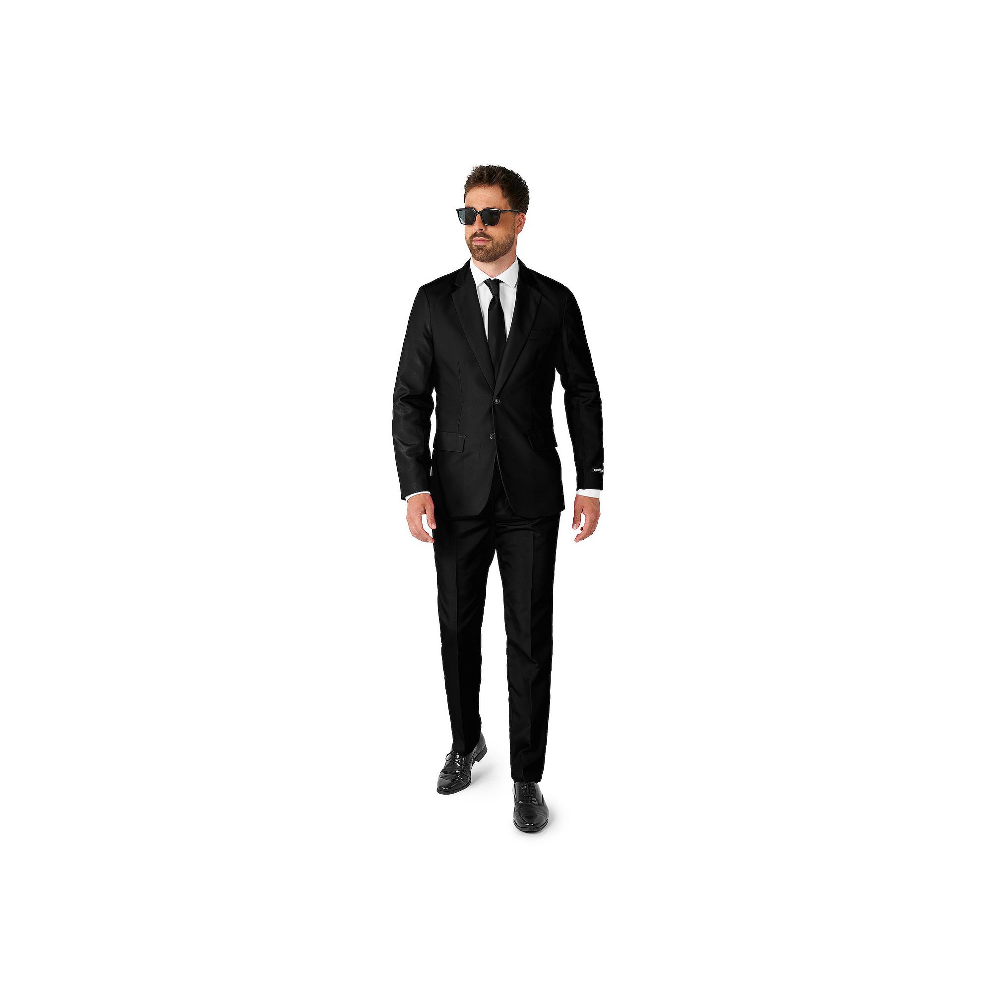 Mens Suitmeister Slim-Fit Solid Suit & Tie Set, Size: Small, Black