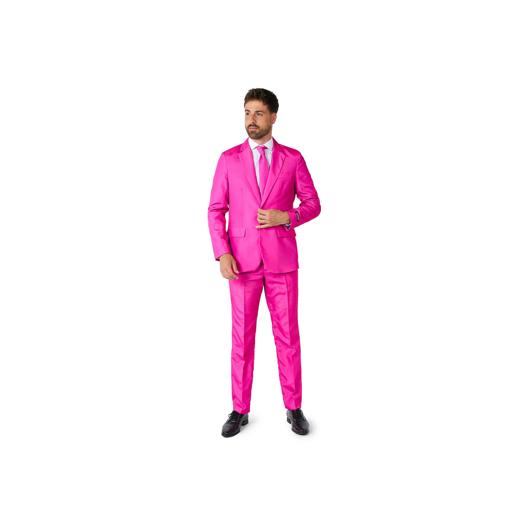 Mens Suitmeister Slim-Fit Solid Suit & Tie Set, Size: Small, Pink