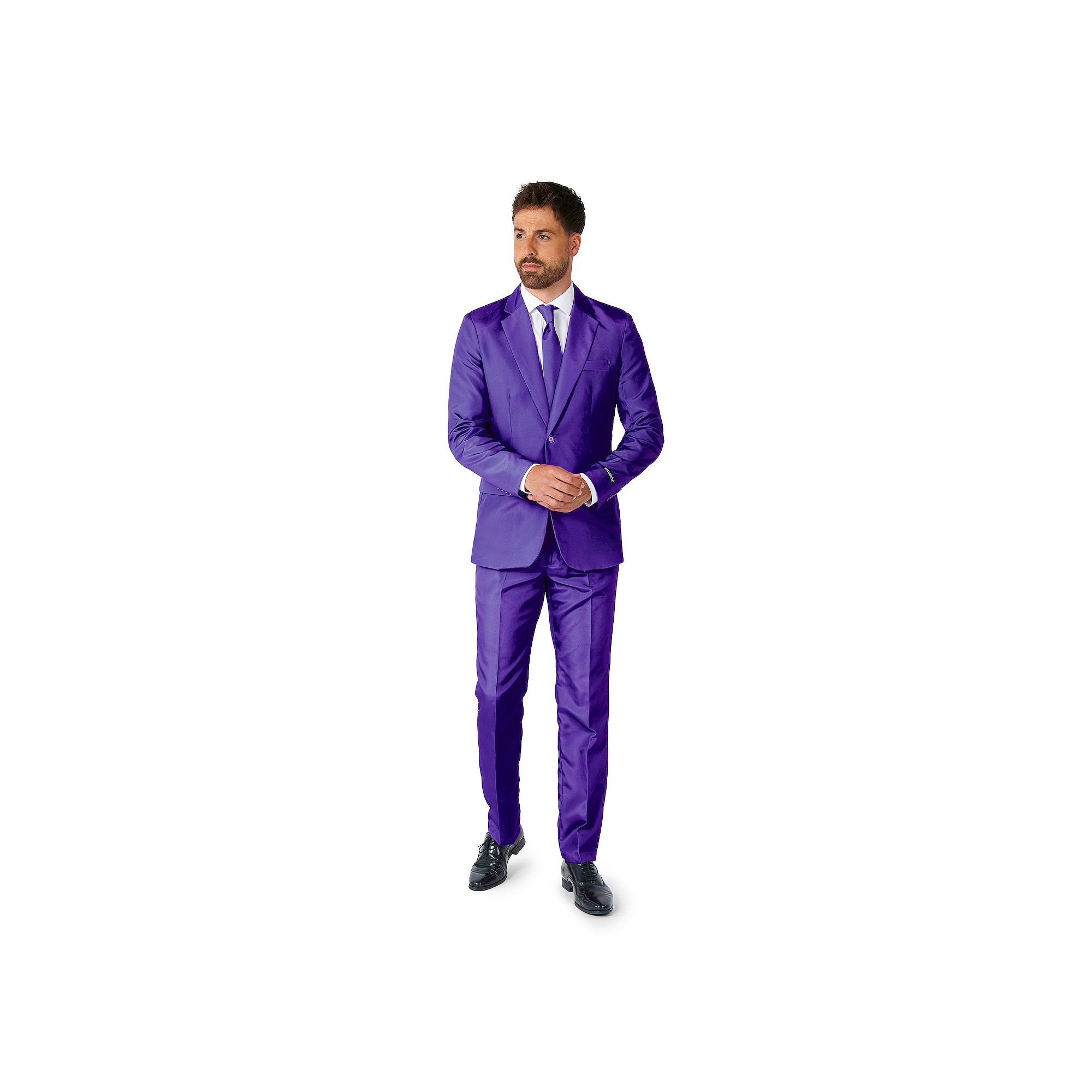 Mens Suitmeister Slim-Fit Solid Suit & Tie Set, Size: Small, Purple