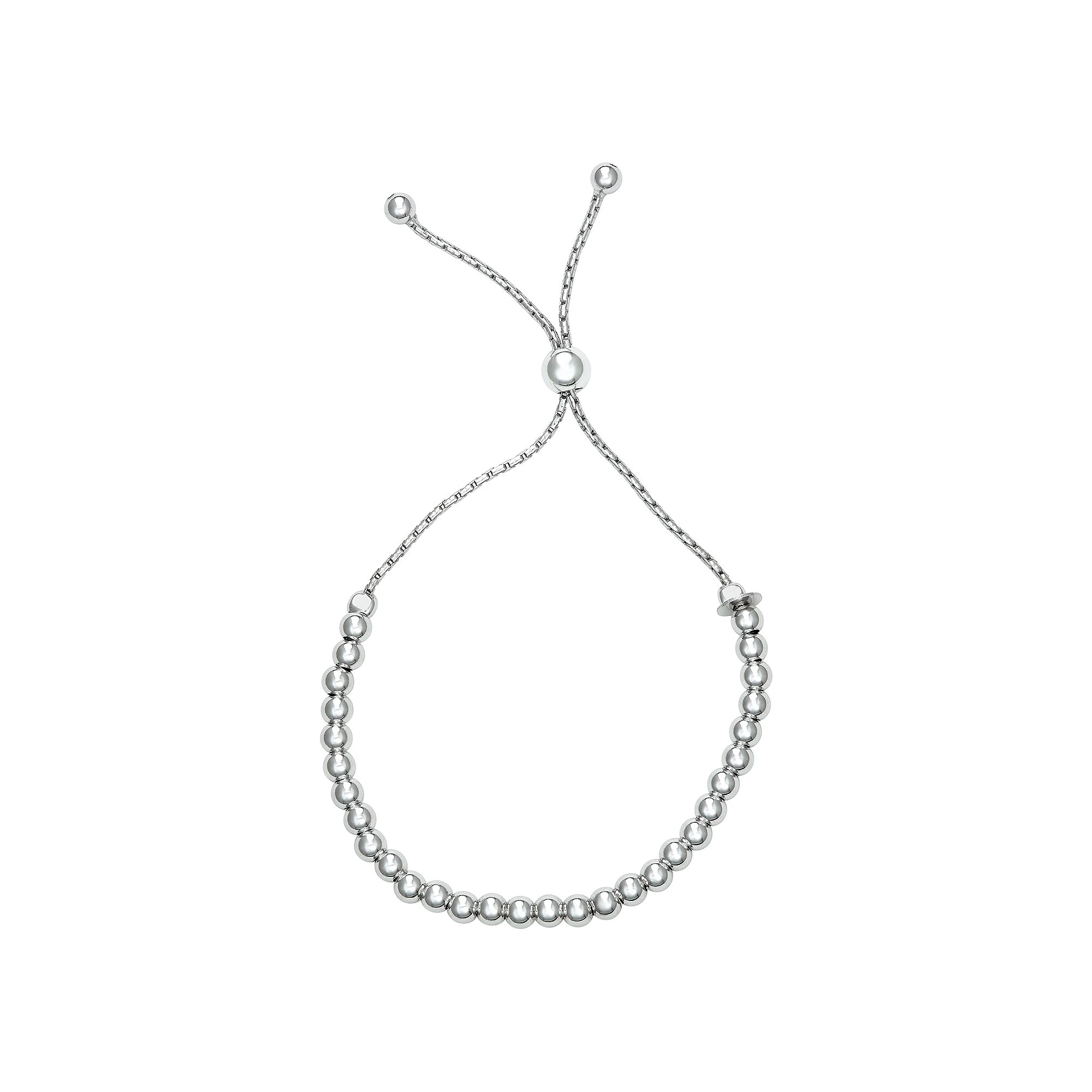 Argento Forte Sterling Silver Popcorn Chain Adjustable Bracelet, Womens