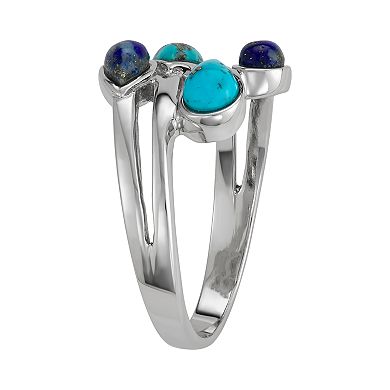 Sterling Silver Reconstituted Turquoise & Lapis Lazuli Ring