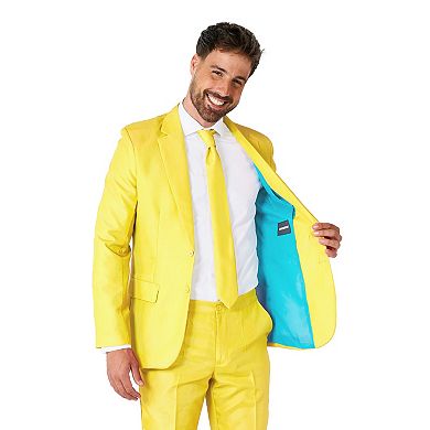 Men's Suitmeister Slim-Fit Solid Yellow Suit & Tie Set
