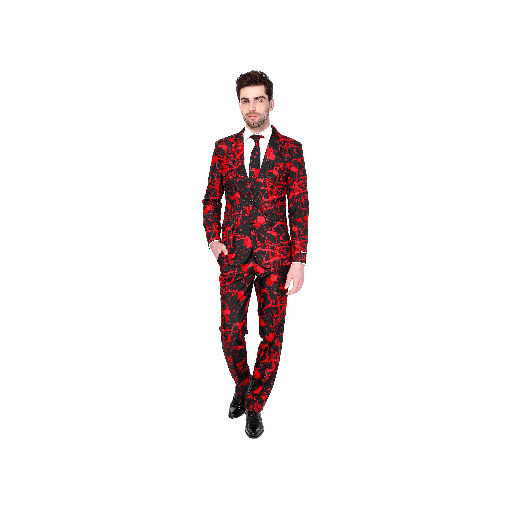 Mens Suitmeister Slim-Fit Halloween Suit & Tie Set, Size: Medium, Black
