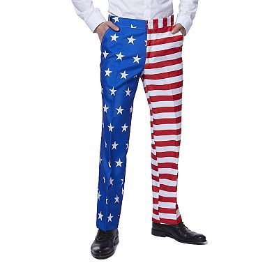 Men's OppoSuits Slim-Fit USA Flag Americana Novelty Suit & Tie Set