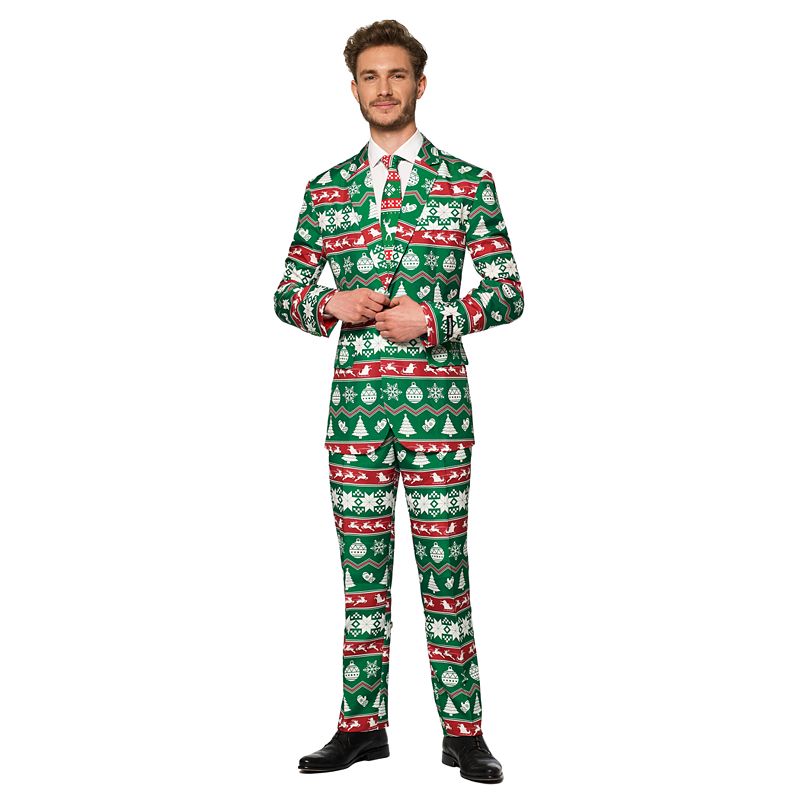 19003328 Mens Suitmeister Christmas Green Nordic Suit, Size sku 19003328