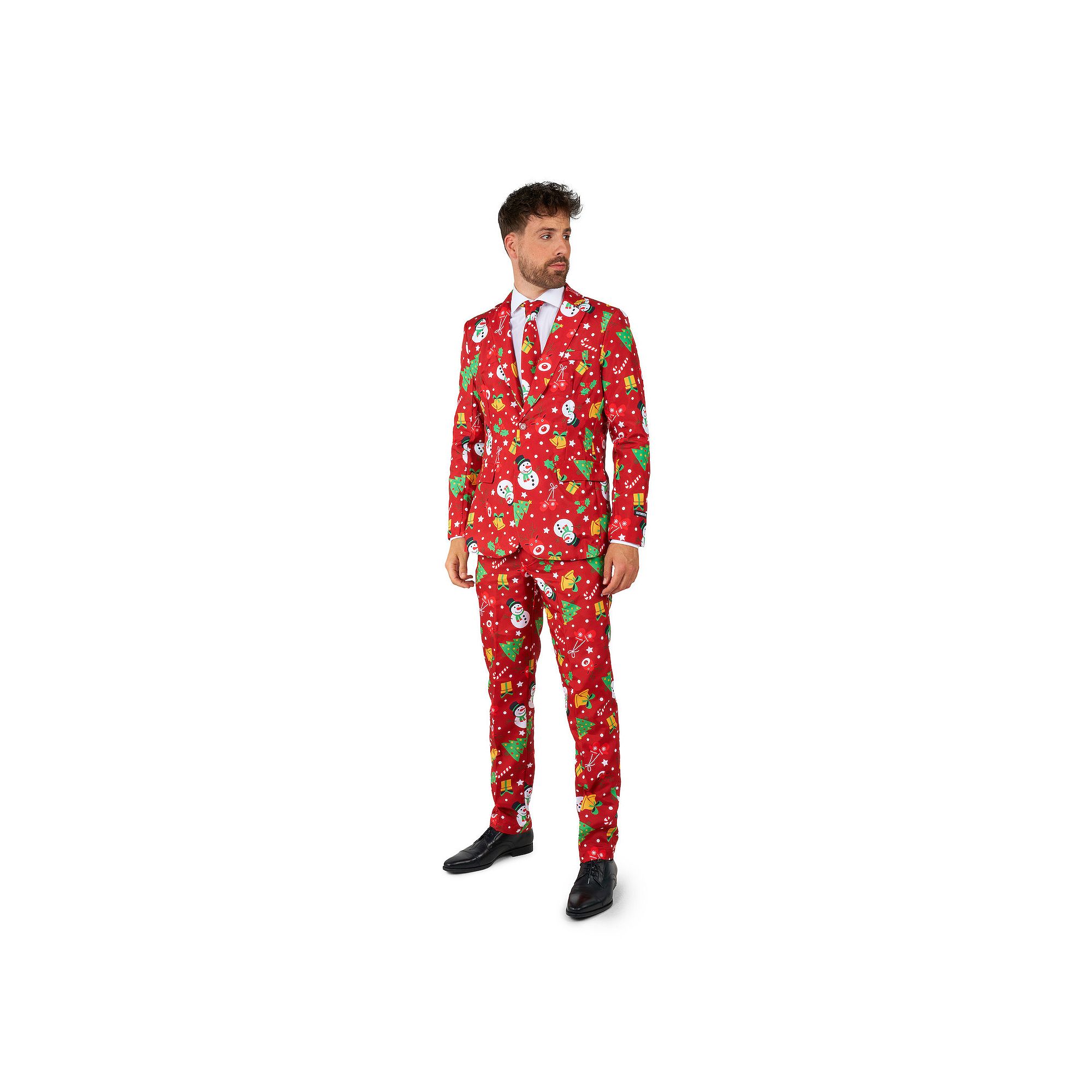 Mens Suitmeister Christmas Red Icons Light Up Suit, Size: Small