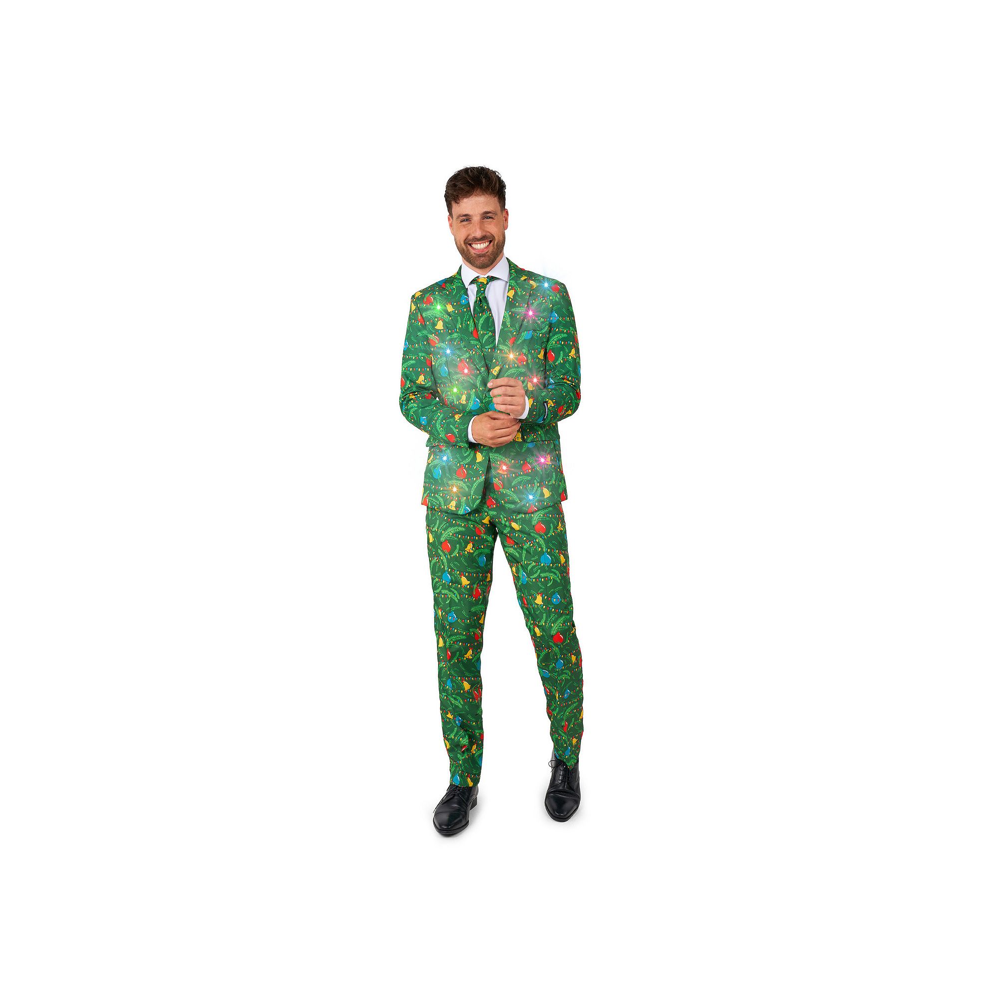Mens Suitmeister Christmas Green Tree Light Up Suit, Size: Medium