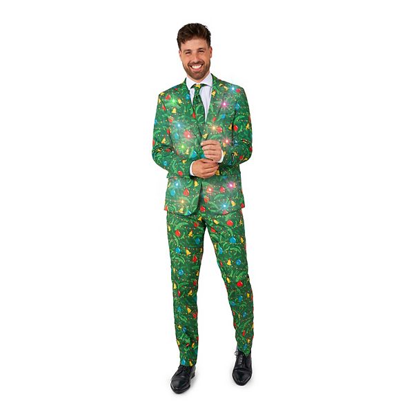 Men s Suitmeister Christmas Green Tree Light Up Suit