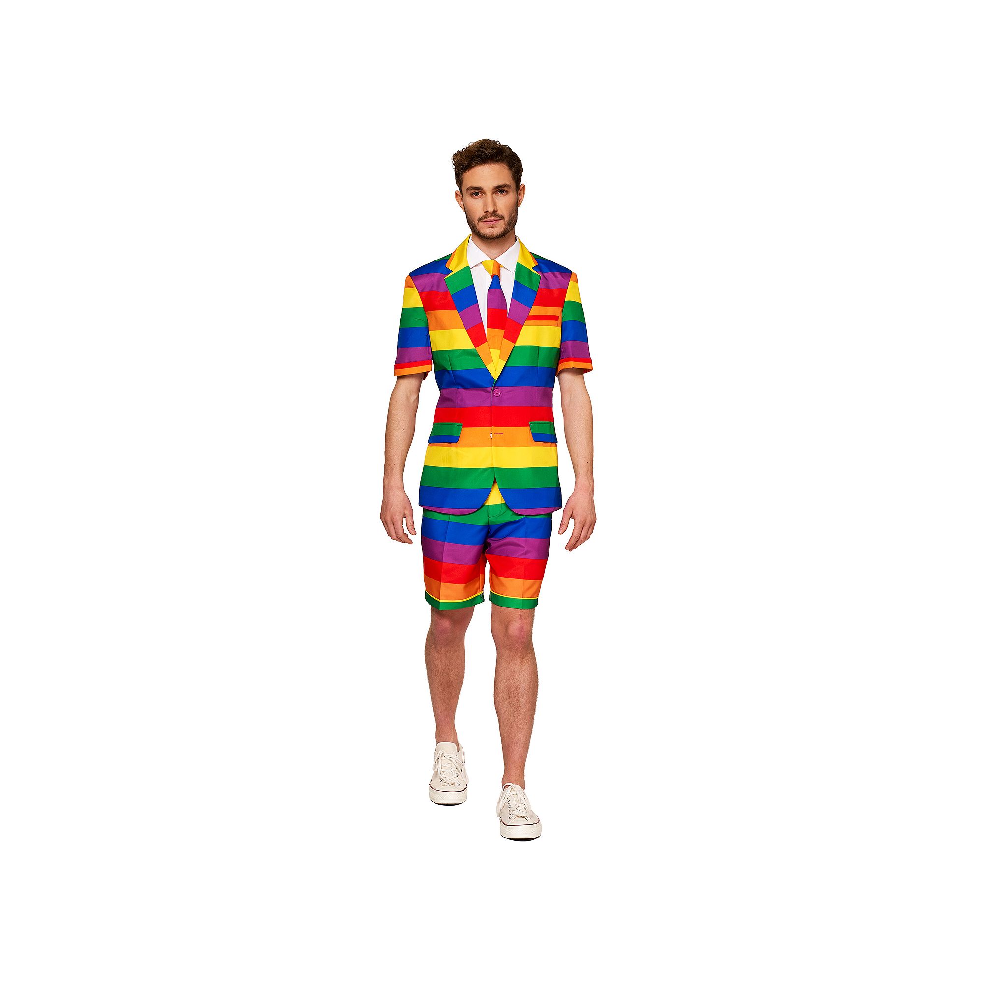 Mens Suitmeister Rainbow Summer Suit & Tie Set, Size: Small, Multi