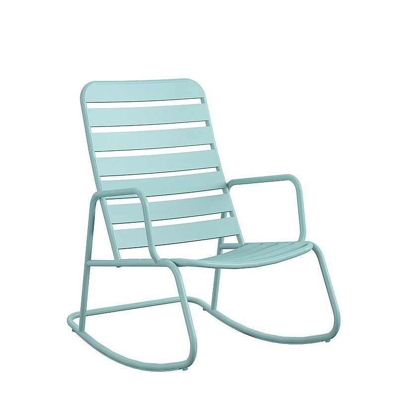 Novogratz Poolside Gossip Collection Roberta Outdoor Rocking Chair, Blue