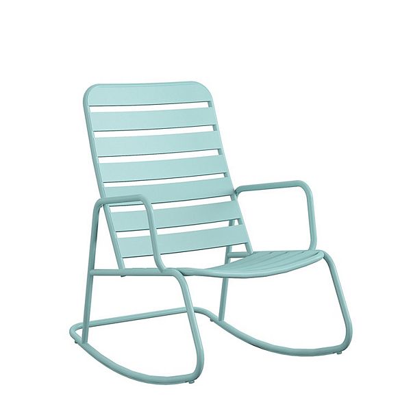 White Novogratz 88065WHT1E Poolside Roberta Outdoor Rocking Chair 