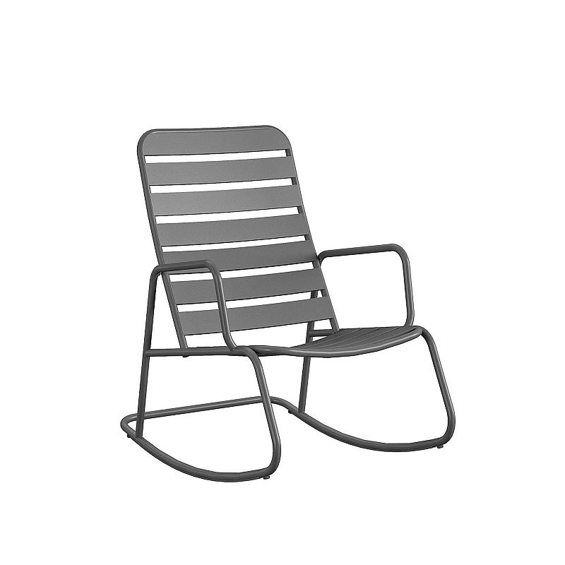 Novogratz Poolside Gossip Collection Roberta Outdoor Rocking Chair, Grey