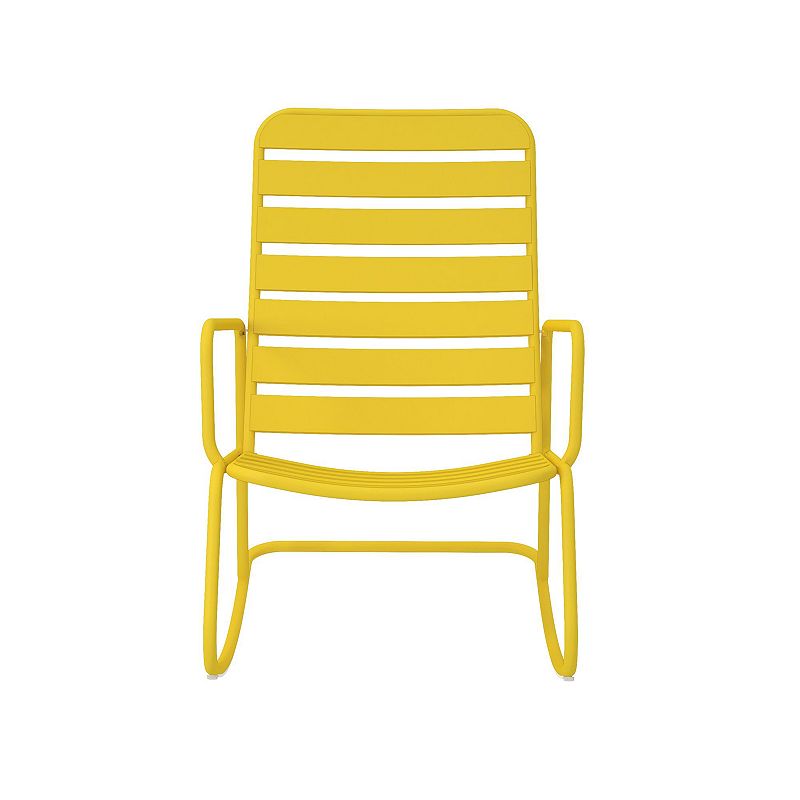 Novogratz Poolside Gossip Collection Roberta Outdoor Rocking Chair, Yellow