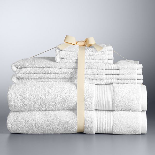 Vera Wang White Bath Towel Set / 6pcs / Diamond Pattern / NWTS