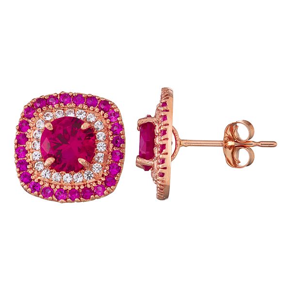 Designs by Gioelli 10K Rose Gold Lab-Created Ruby Earrings