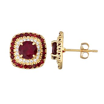 Designs by Gioelli 10K Gold Genuine Garnet Earrings