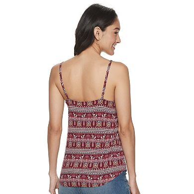 Juniors' Pink Republic Cross Lace-Up Front Knit Tank Top