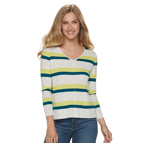 Petite Apt. 9® Ribbed V-Neck Sweater