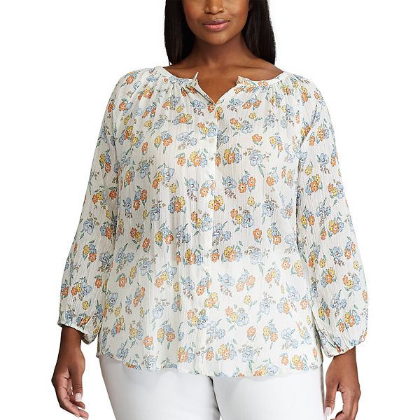 Plus Size Chaps Tropical Blouse