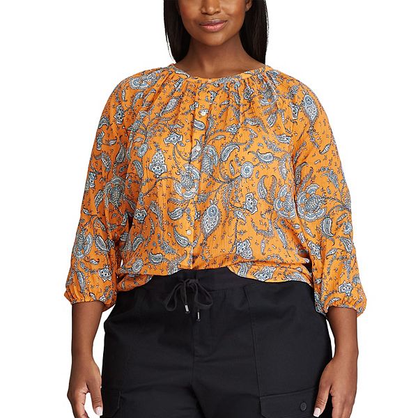 Plus Size Chaps Tropical Blouse