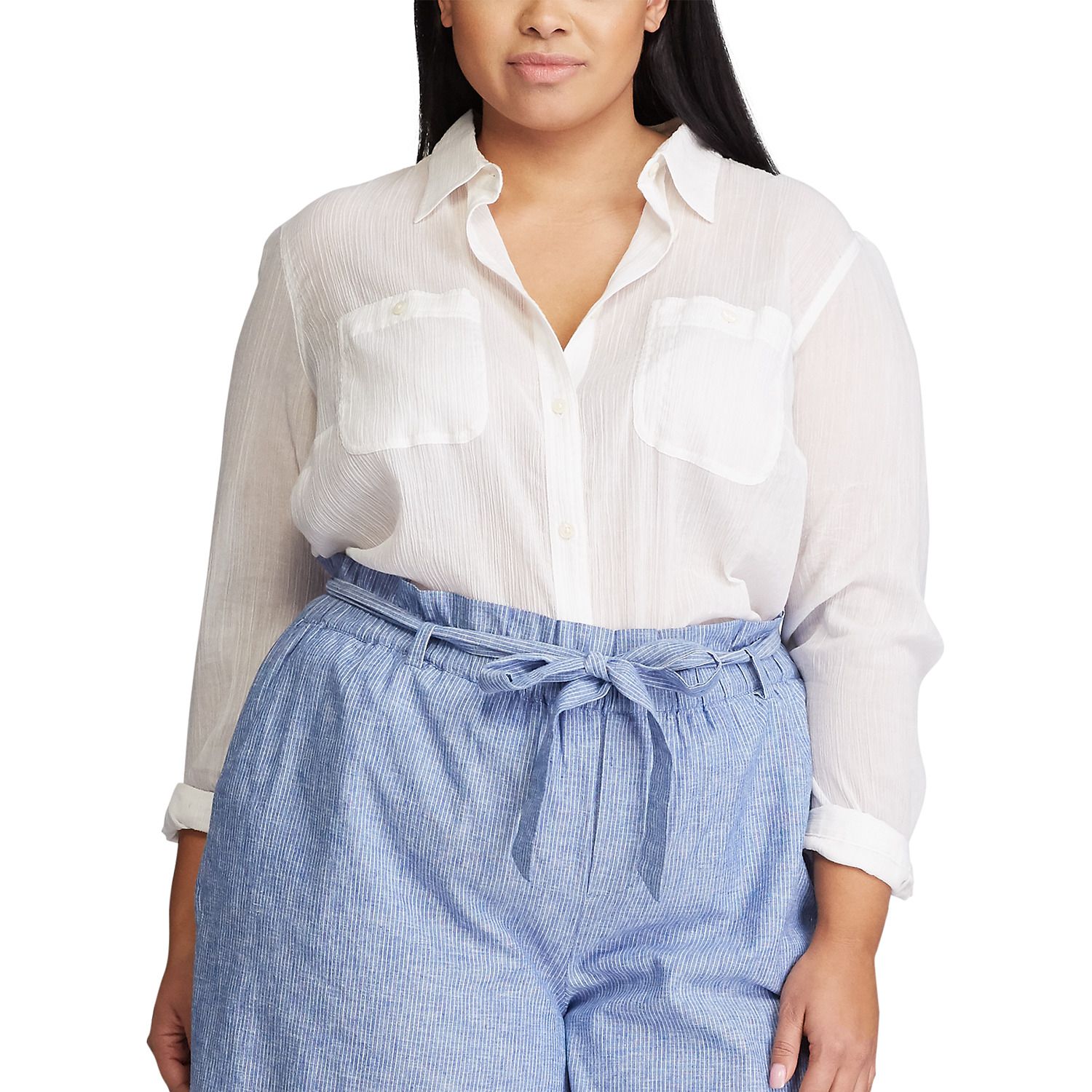plus size white button down shirt