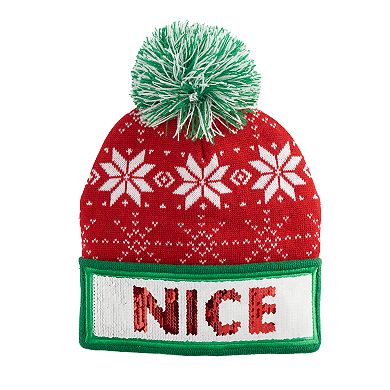 Adult Naughty or Nice Reversible-Sequins Hat