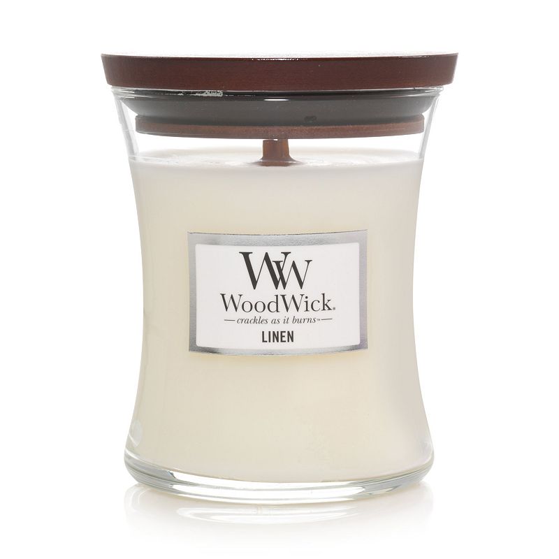WoodWick Linen Medium Hourglass Candle, White