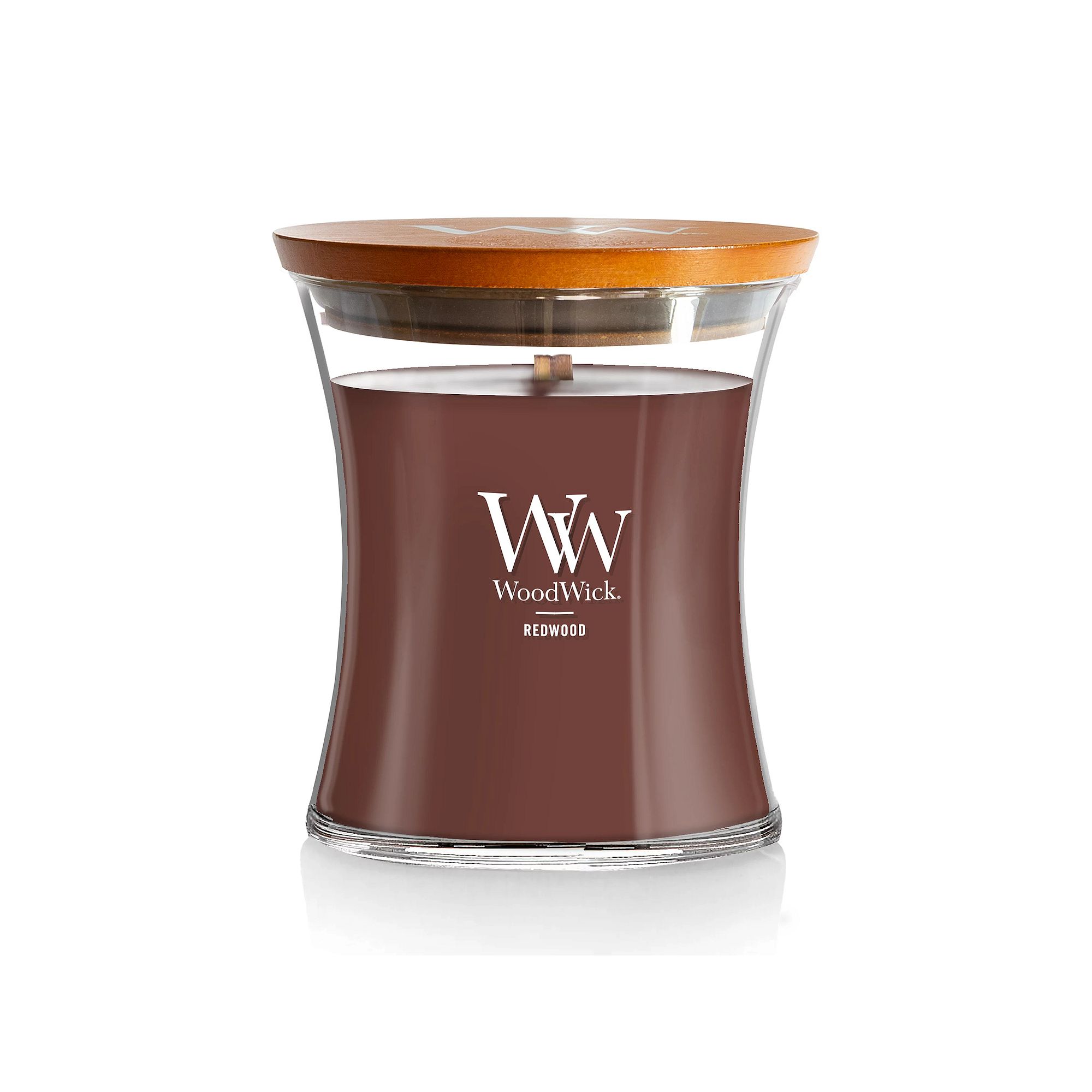 WoodWick Redwood Medium Hourglass Candle, Dark Red