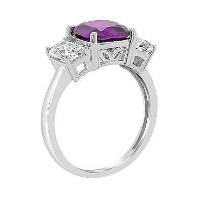 Alyson Layne Sterling Silver Amethyst & White Topaz 3-Stone Ring
