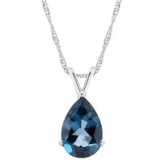 Alyson Layne Sterling Silver London Blue Topaz Teardrop Pendant Necklace