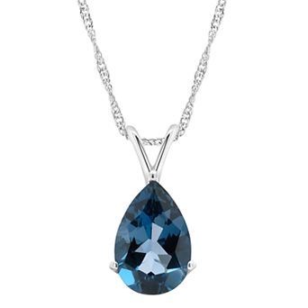 Alyson Layne Sterling Silver London Blue Topaz Teardrop Pendant Necklace