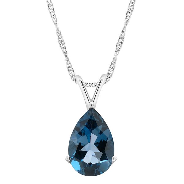 Alyson Layne Sterling Silver London Blue Topaz Teardrop Pendant Necklace