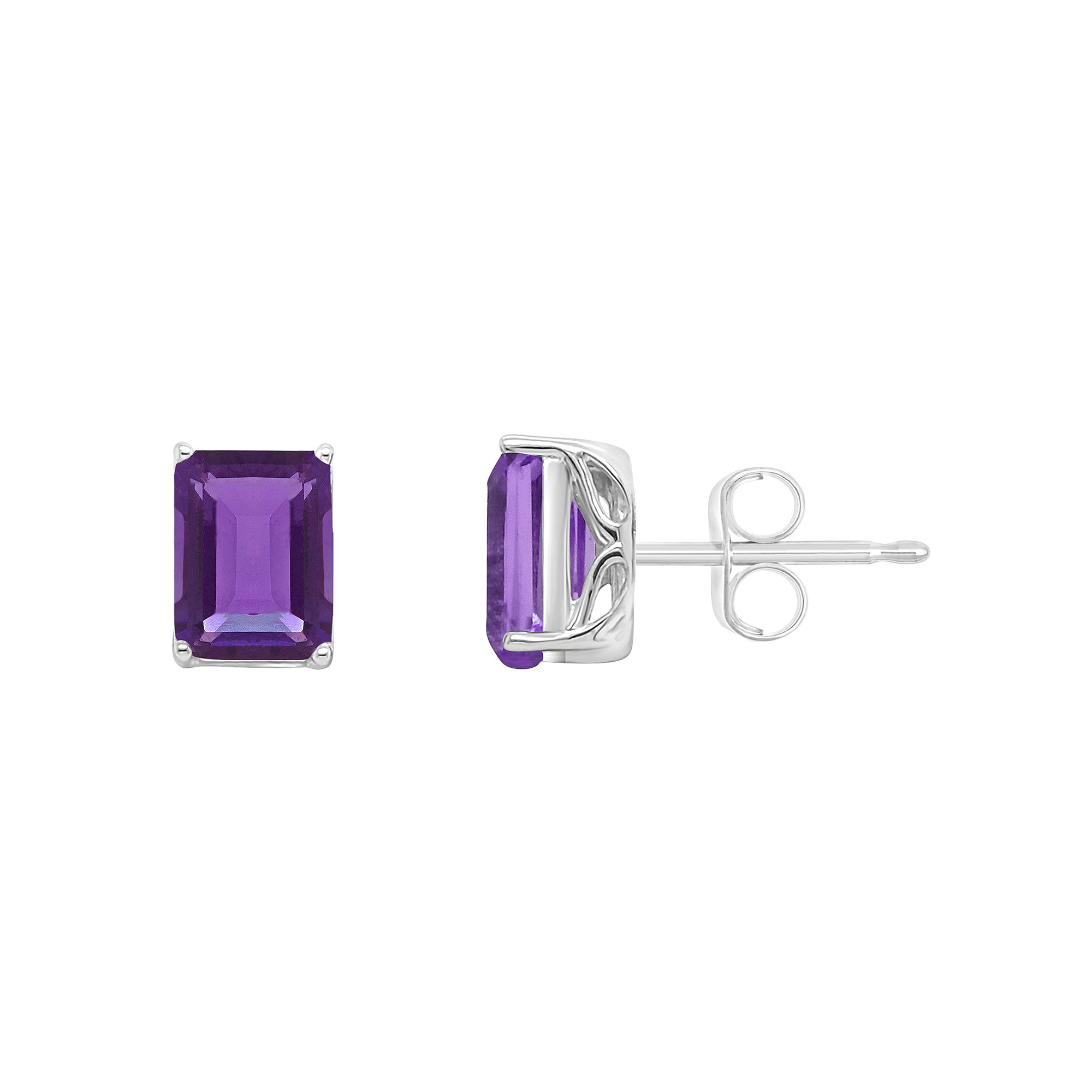 Alyson Layne Sterling Silver Amethyst Stud Earrings, Womens