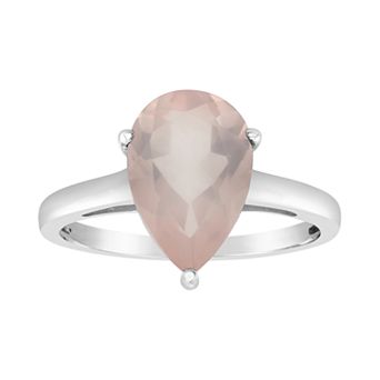 Alyson Layne Sterling Silver Rose Quartz Teardrop Ring