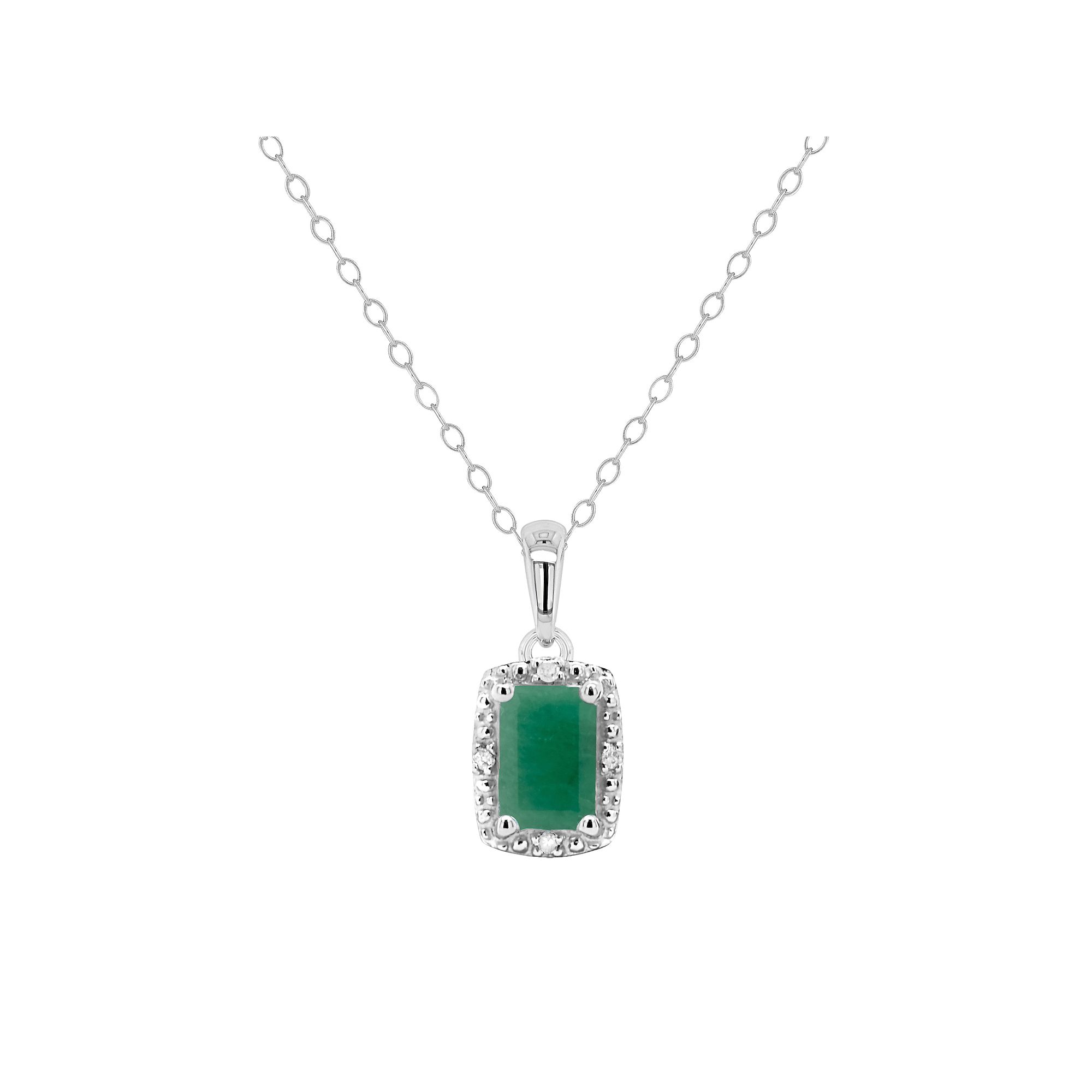 Celebration Gems Sterling Silver Emerald & Diamond Accent Pendant Necklace