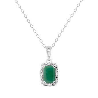 Celebration Gems Sterling Silver Emerald & Diamond Accent Pendant Necklace