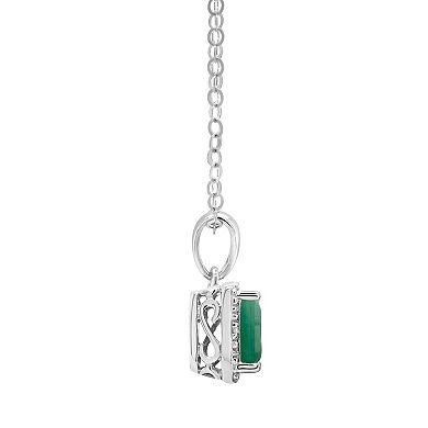 Celebration Gems Sterling Silver Emerald & Diamond Accent Pendant Necklace