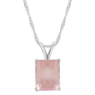 Alyson Layne Sterling Silver Rose Quartz Pendant Necklace