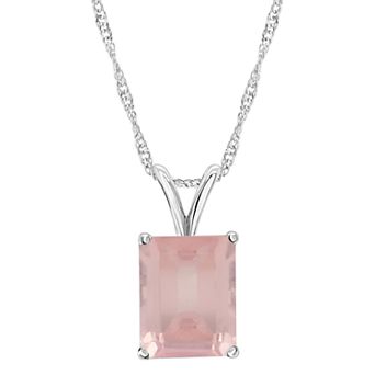 Alyson Layne Sterling Silver Rose Quartz Pendant Necklace