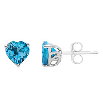 Alyson Layne Sterling Silver Blue Topaz Heart Stud Earrings