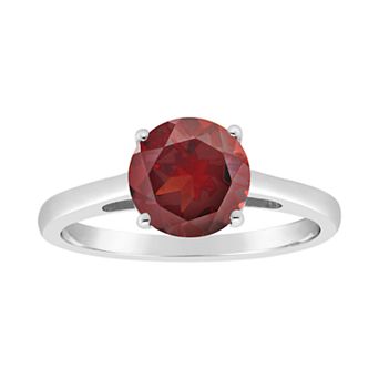 Alyson Layne Sterling Silver Garnet Solitaire Ring