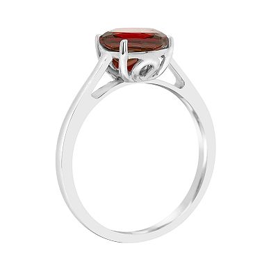 Alyson Layne Sterling Silver Garnet Solitaire Ring