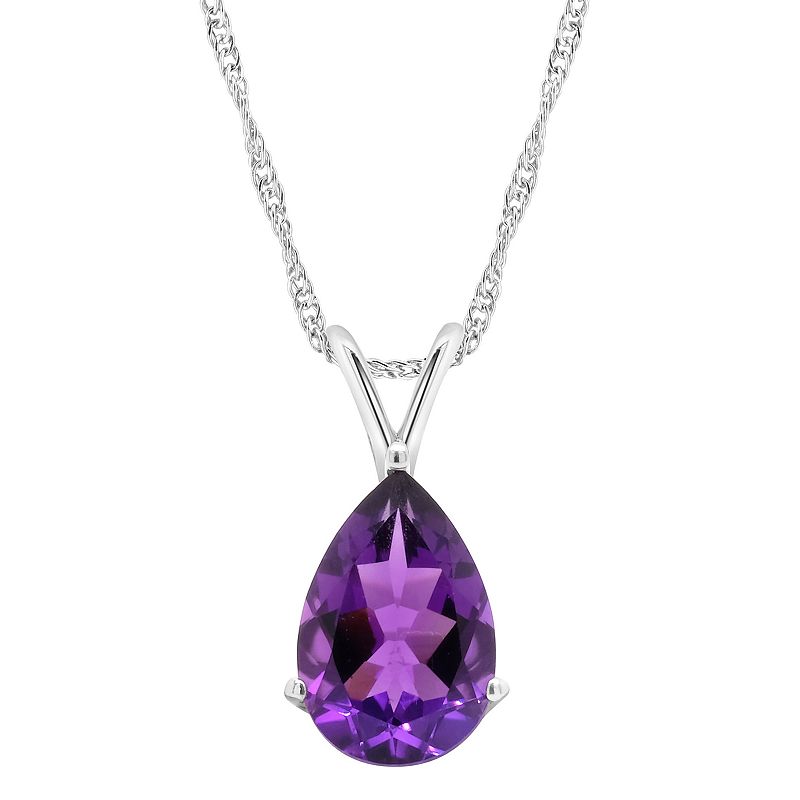 Sterling Silver Amethyst Pendant Necklace, Womens, Size: 18, Purple