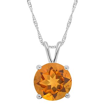 Alyson Layne Sterling Silver Citrine Solitaire Pendant Necklace