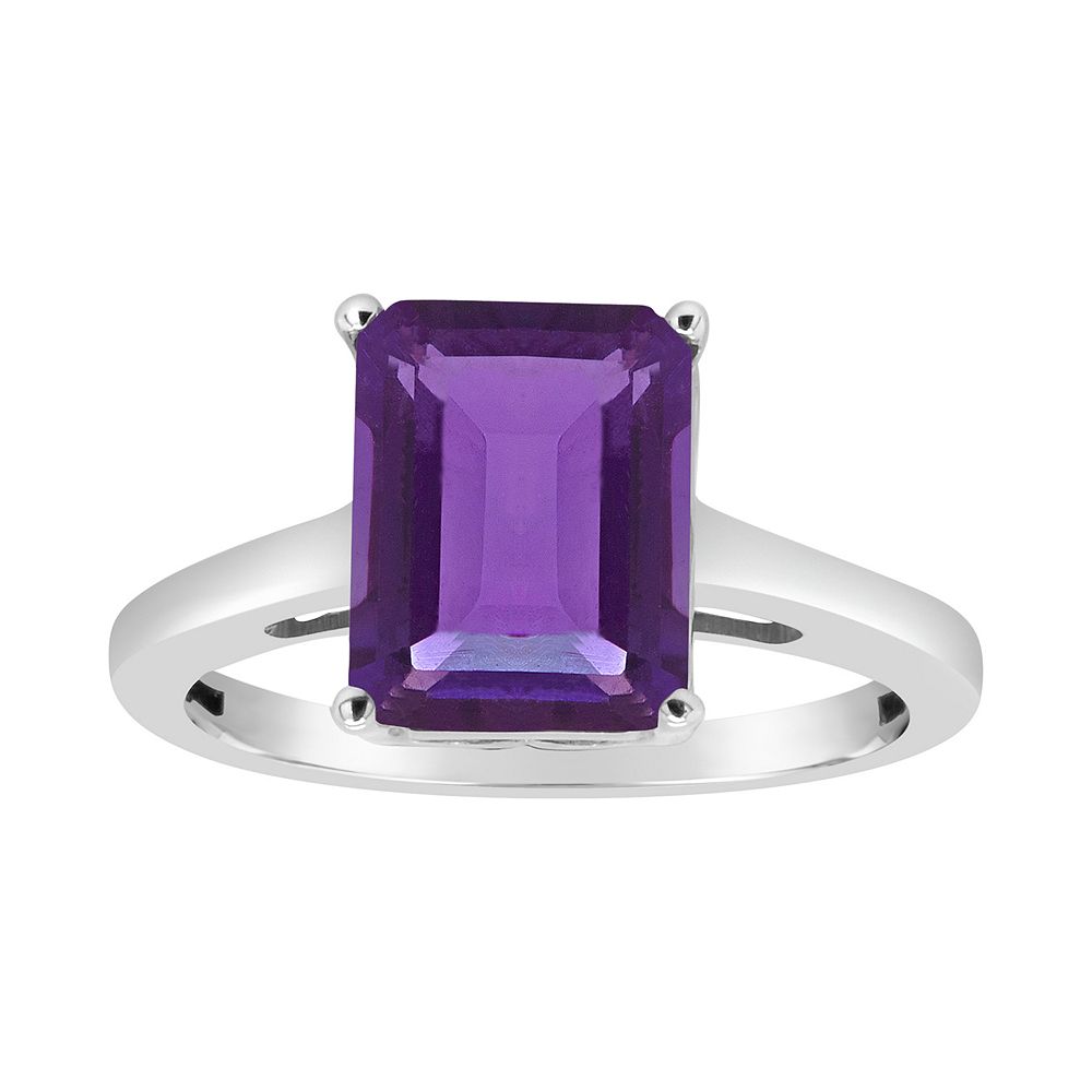 Alyson Layne Sterling Silver Amethyst Solitaire Ring