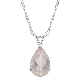 Alyson Layne Sterling Silver Rose Quartz Teardrop Pendant Necklace