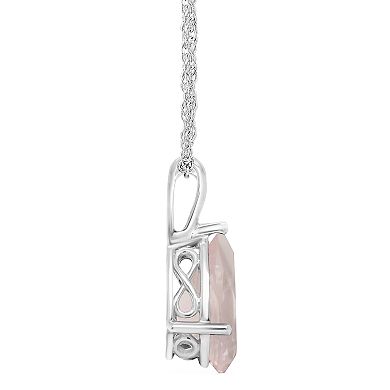 Alyson Layne Sterling Silver Rose Quartz Teardrop Pendant Necklace